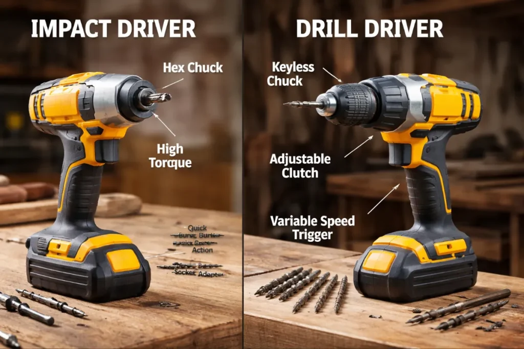 インパクトドライバーとドリルドライバーの違い