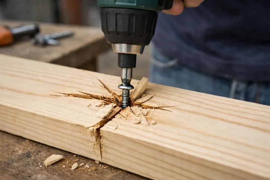 電動ドライバー初心者の失敗3｜木が割れる