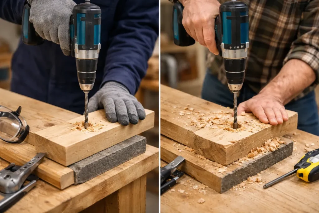 木材の穴あけはドリルの使い方でも差が出る