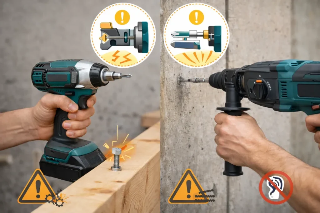 インパクトドライバーとハンマードリルの違いで初心者が知っておきたい注意点