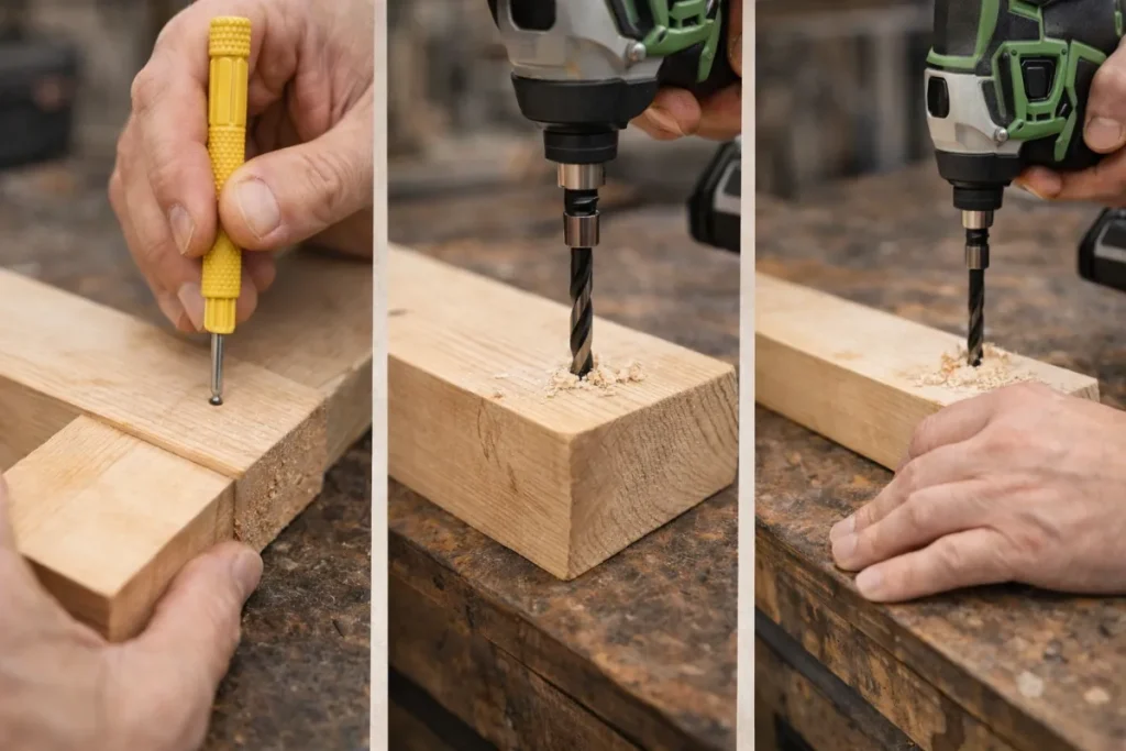 インパクトドライバーで木材に穴あけするときのコツ