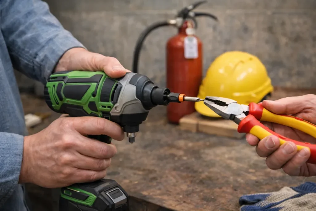 インパクトドライバーのビットが抜けないときは、まず安全確認を最優先にする