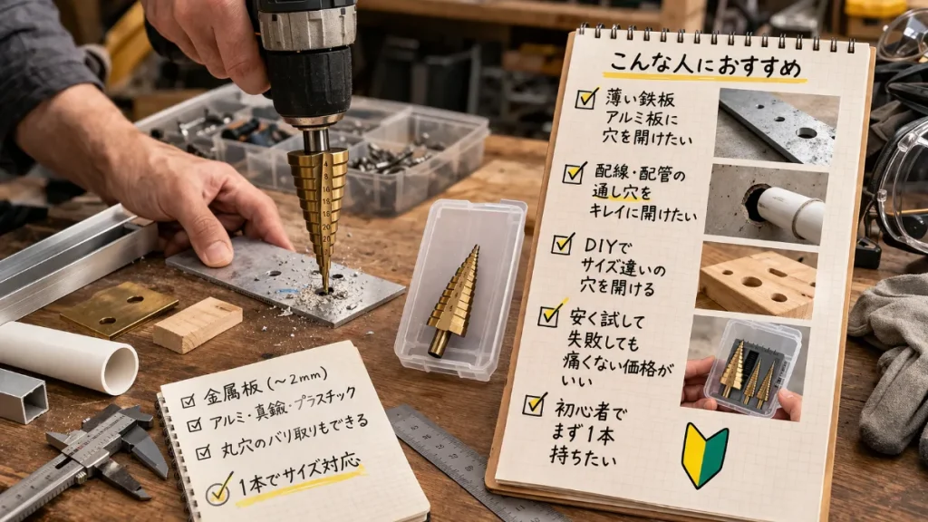 ダイソーのステップドリルがおすすめな人を判断表でチェック